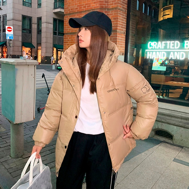 Fleece jacket 2022 autumn and winter fashion women's solid color loose cotton jacket women's hooded warm long-sleeved jacket
