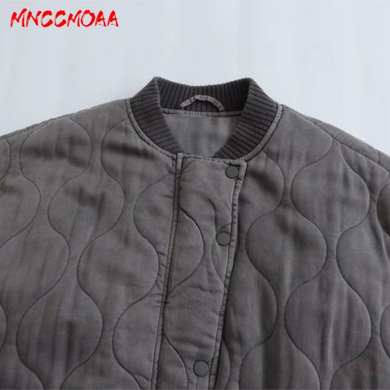 Mnccmoaa เสื้อแจ็คเก็ตมีซิปแบบลำลองสำหรับผู้หญิง, เสื้อโค้ทคอตั้งมีฝาปิดทรงหลวม2023ฤดูหนาว