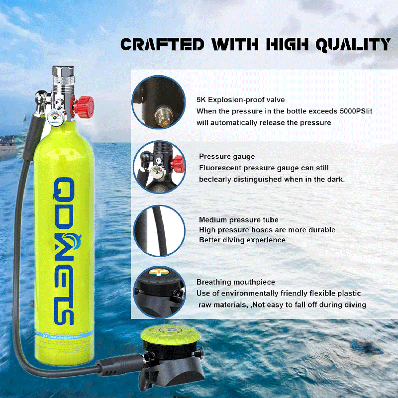 QDWETS-Mini pompe à air haute pression 1L, équipement précieux de plongée, intervalles de plongée sous-marine, adaptateur de recharge précieux pour Unde, 15 à 20