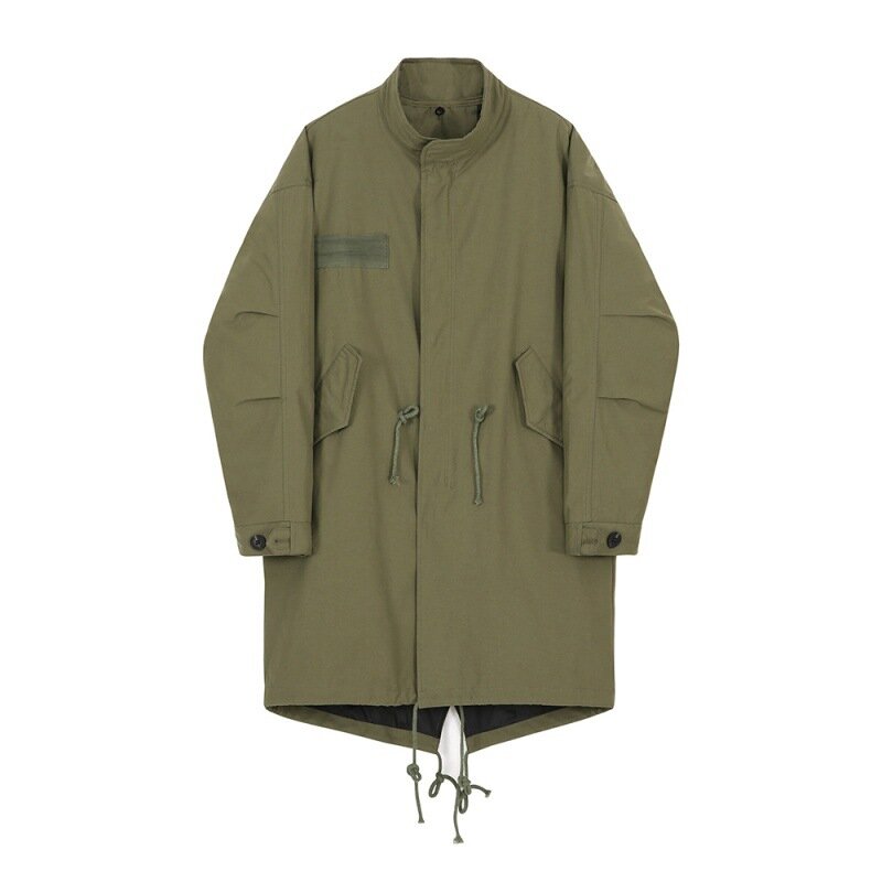 두꺼운 남성 겨울 면 코트 중간 및 긴 바람막이, 한국 버전, 올인원 패션, 느슨한 일본 면화 코트