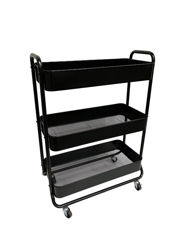 Mainstays-carrito utilitario de Metal de 3 niveles, cestas de lavandería multifuncionales, color negro, para adultos y niños