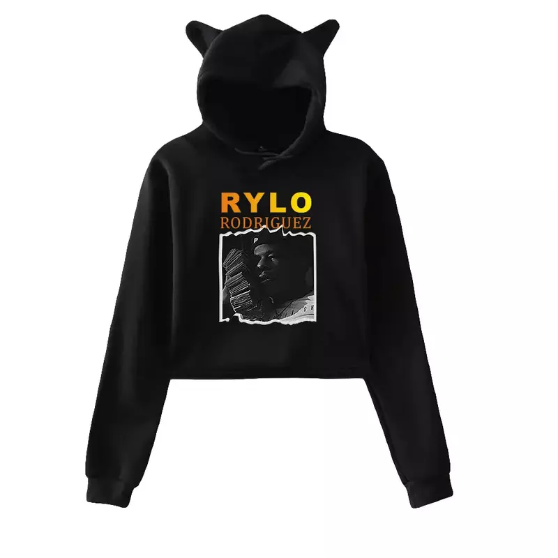 Rylo dresser Crop Top per ragazze adolescenti Streetwear Hip Hop Kawaii Cat Ear Harajuku Cropped felpa Pullover Top abbigliamento sportivo