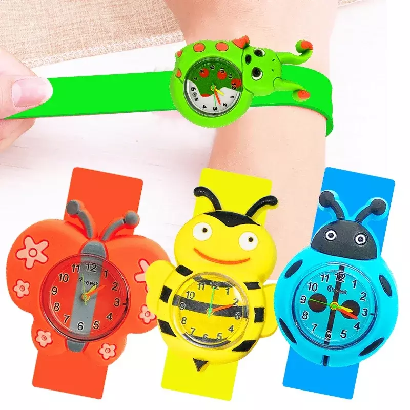 Мультяшные Игрушки Божья коровка/Пчела/Бабочка для мальчиков девочек детские часы 3D лягушка детский браслет Детские часы подарок на Рождество