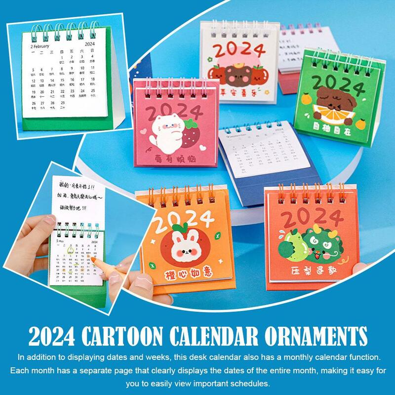 2024 Mini kreatif kartun lucu kalender longgar daun persediaan kalender kalender alat tulis kantor sekolah Kawaii X5F3