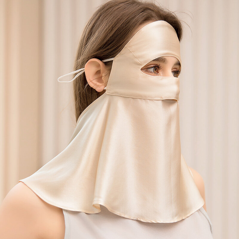 Máscara protetora de seda rosto cheio anti ultravioleta máscara facial sensível músculo verão máscara facial feminino