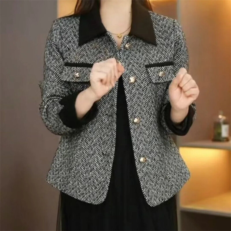 High-end Mother's Autumn Fragrance Coat Female 2024 Spring and Autumn New Long-sleeved Casual Coat Cardigan Fashion Suit Top