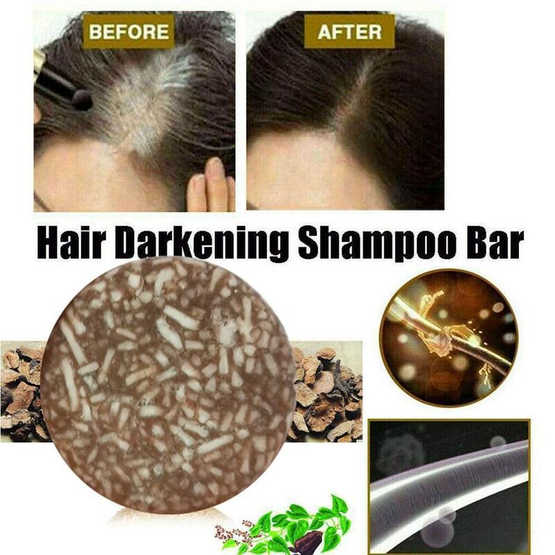 10 szt. 10g stałego szampon mydło czarnego farba do włosów mydła naturalny szampon organiczny Polygonum esencja zaciemniająca włosy