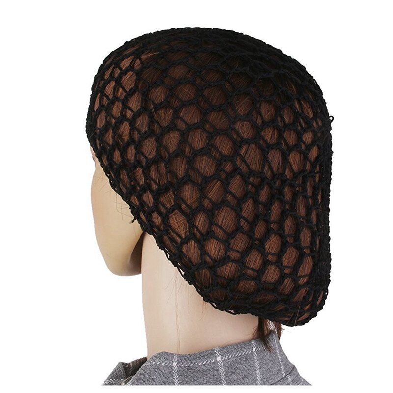Bonnet à cheveux en rayonne douce pour femme, filet à crochet noir, 3X