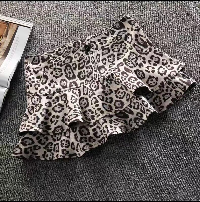 Rok lipit motif macan tutul seksi untuk wanita, rok Mini Y2k, rok baru Harajuku motif macan tutul seksi untuk wanita, rok pinggul pinggang tinggi pendek modis