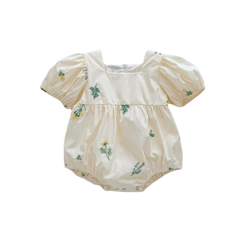 Ropa de algodón con manga abullonada bordada para bebé, trajes de vestir para niños pequeños, vestidos de 아동복 복