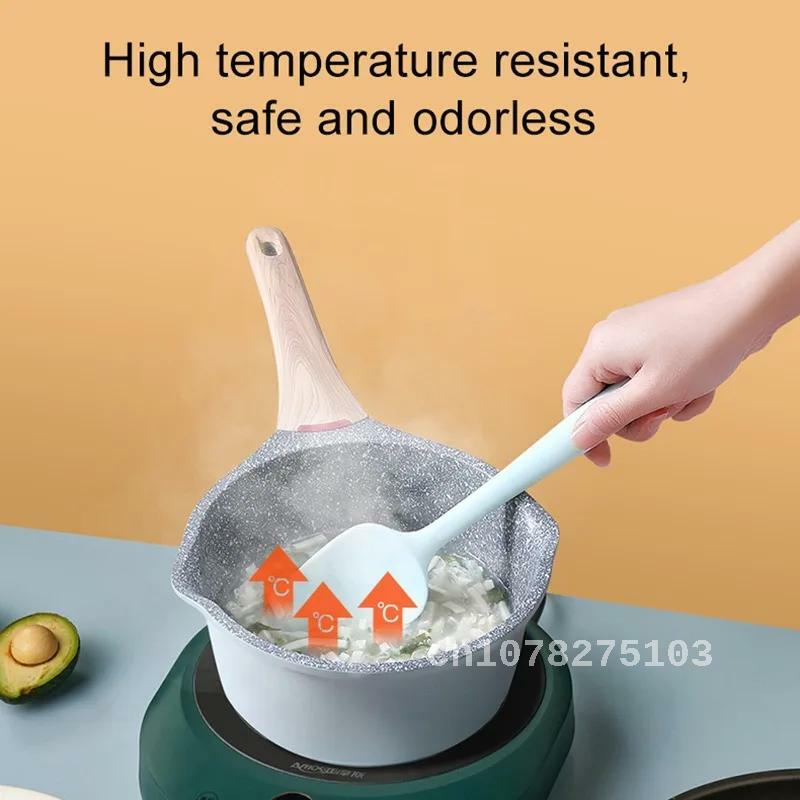 Cuchara universal de silicona resistente al calor, espátula, raspador, utensilio, utensilio con Mango integrado, pastel de helado, 21cm, caliente