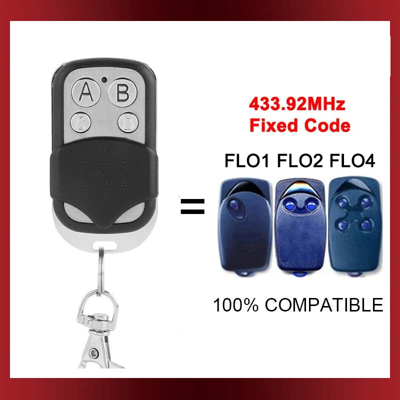 Control remoto para puerta de garaje, clon para Nice FLO1, FLO2, FLO4, 433MHz, código fijo, copia cara a cara, Control remoto para puerta