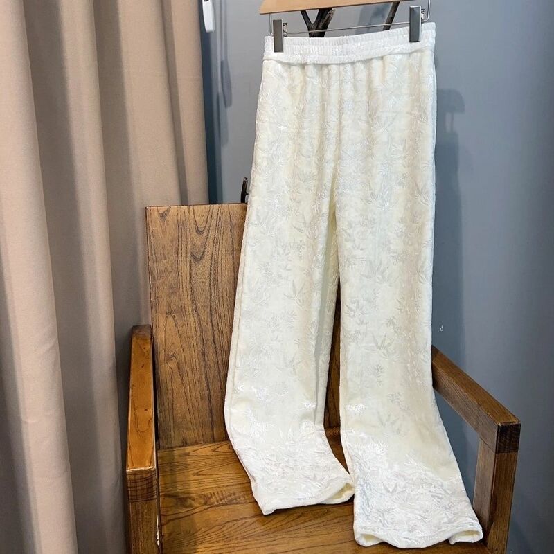 Pantalones chinos de pierna recta para mujer, pantalón informal holgado versátil, Tangsuits mejorados, primavera y otoño, 2024