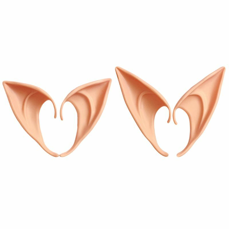 1 par orelhas falsas látex elfo, simulação halloween, adereços macios e inofensivos para orelhas falsas,