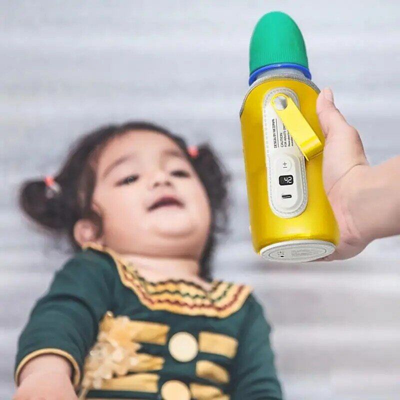 Przenośny podgrzewacz do butelek o dużej pojemności USB Skórzany podgrzewacz do butelek na mleko Akcesoria podróżne dla niemowląt Torba na podgrzewacz do żywności