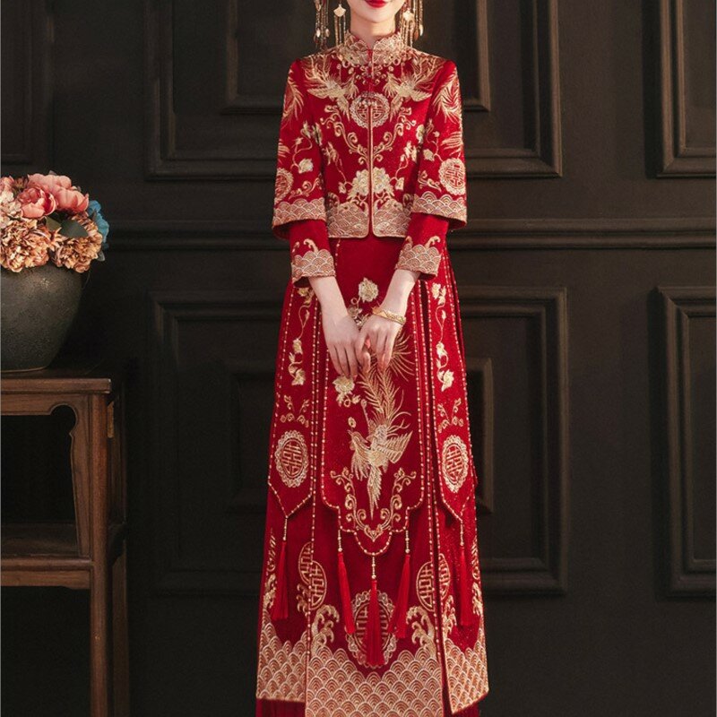 Новый Малый Китайский потрясающий свадебный костюм