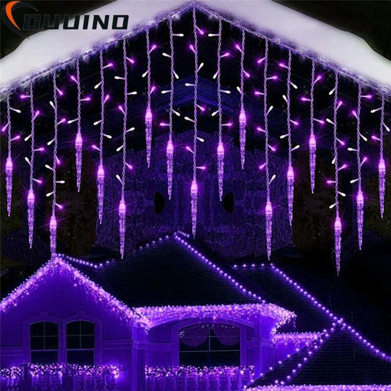 5M 드롭 크리스마스 조명 LED 고드름 요정 커튼 고드름, 폭포 집, 새해 할로윈 정원 테라스 장식