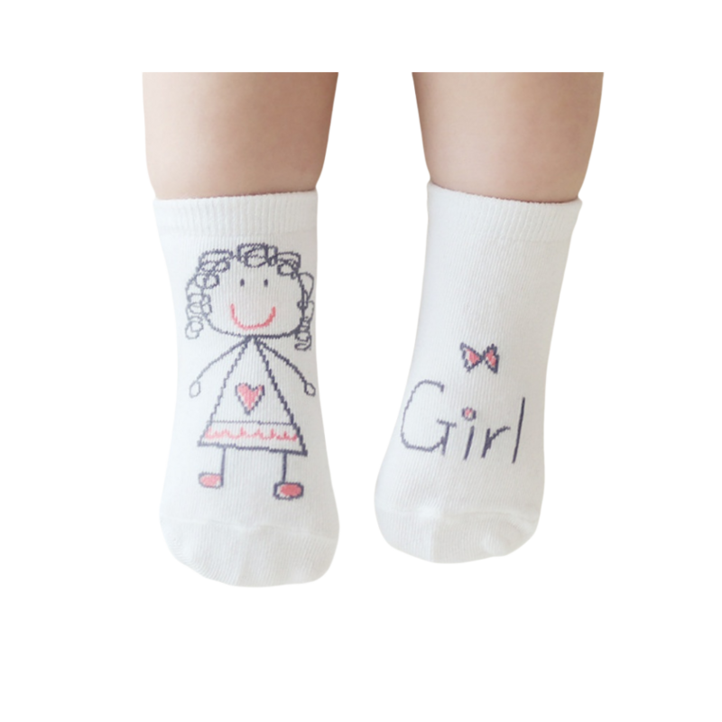 0-2 years Baby Socks White Spring Summer Soft Socks Cute Print Breathable Socks Boy and Girl