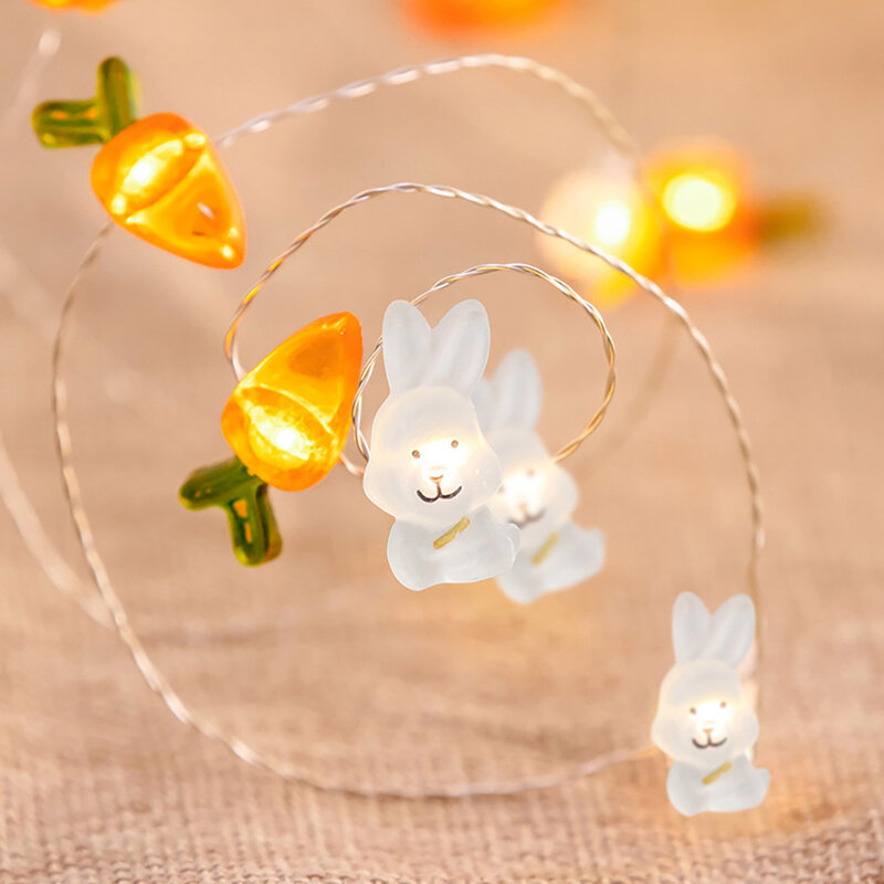 2m Led marchewkowy królik łańcuchy świetlne bajkowe oświetlenie dekoracyjna lampa wesołych świąt wielkanocnych prezenty dla dekoracja wielkanocna
