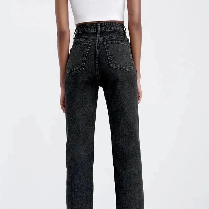 Jeans larghi in tinta unita moda donna nuova primavera