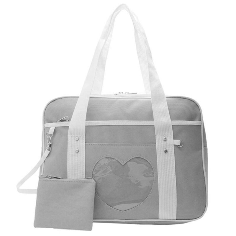 حقيبة مدرسية على شكل قلب JK موحدة حقيبة أمتعة ناعمة حقيبة يد كلاسيكية خفيفة الوزن حقائب تسوق ذات سعة كبيرة للنساء