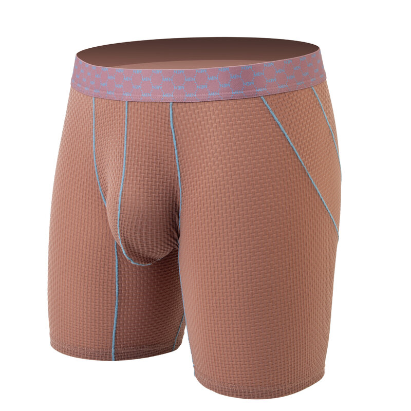 Men's Boxers Shorts Hombre Ick Silk Underwear Man Breathable Panites U Convex Pouch Middle Long Leg Underpant Cueca Calzoncillo