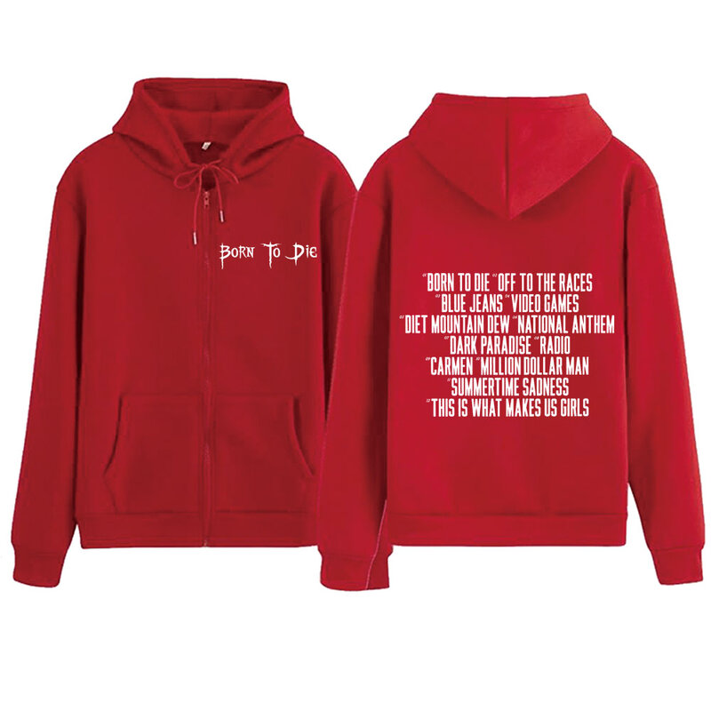 Born To Die Lana Del Rey  2024 Zipper Hoodie Harajuku Pullover Tops Music Fans Gift V-Neck Sweatshirts
