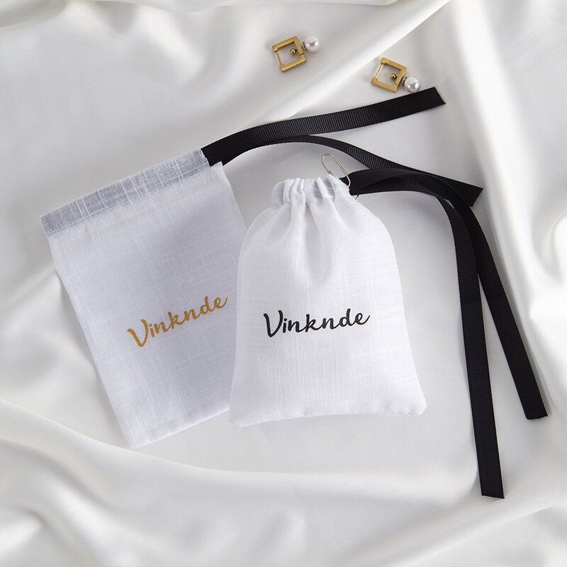Bolsa de regalo de algodón con logotipo personalizado, saco de muselina de alta calidad para coser, 7x9cm, 10x15m, 15x20cm, maquillaje, joyería, boda, 100 piezas