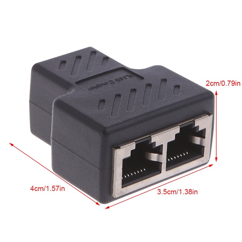 RJ45 Splitter Connector Adapter 1 to 2 Ways Ethernet Splitter Coupler Plug for Play Ethernet Extender Converter for Lapt