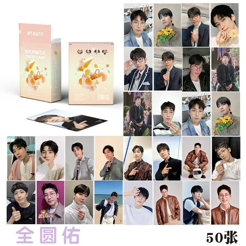 Cartes LOMO K-pop Idols en boîte laser, cartes personnelles Jeonghan Wonwoo, style coréen, Joshua placage yu Gérwoo, cadeau de collection, 50 pièces/ensemble