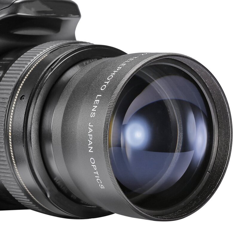 Téléobjectif 2X 58mm, convertisseur télé objectif pour Nikon, Sony Pentax, 18-55mm