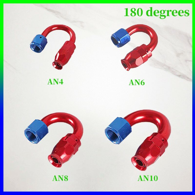 AN4 AN6 AN8 AN10 AN12 Reusable Swivel PTFE Hose End Fitting 0 45 90 180 Degree For PTFE Oil Fuel Line Hose End Fitting Adapter