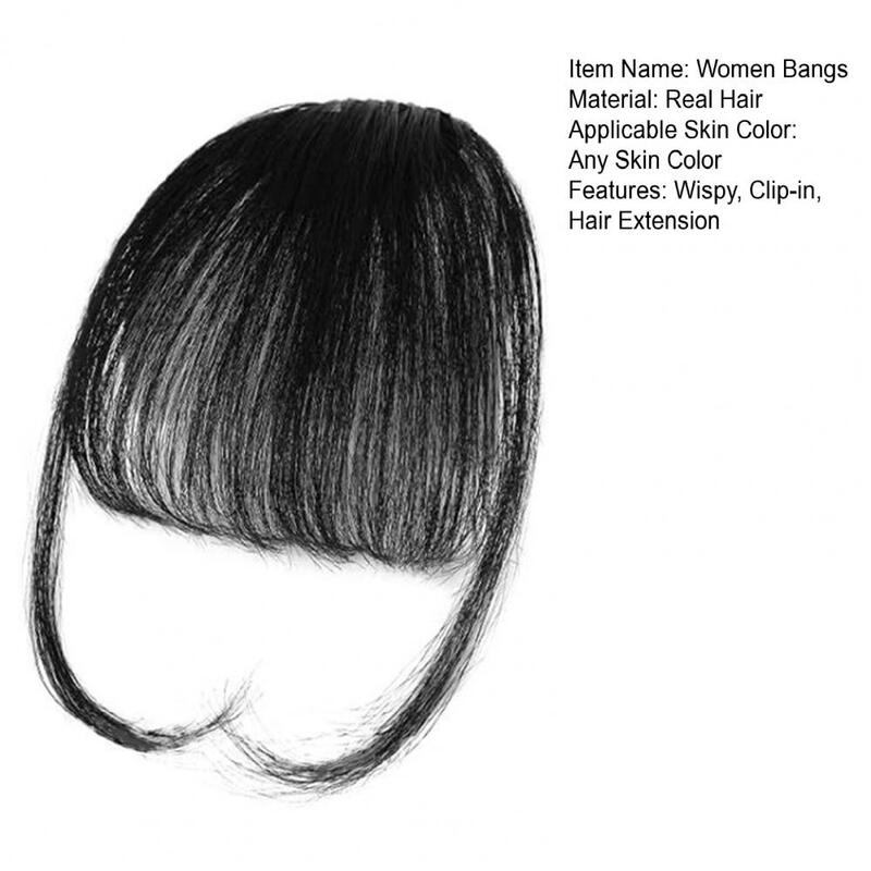 Bangs naturais para mulheres, extensões de cabelo na testa, franja de ar loira marrom vermelha preta, peruca franja, 13cm