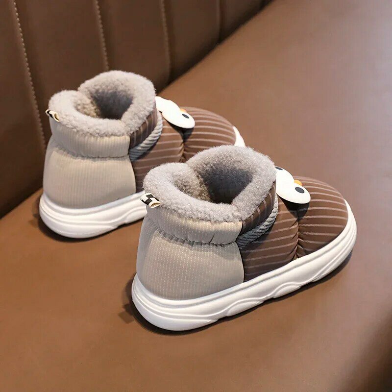 Winter Boots for Children High Top Anti-slip Wear-resistant Fashion Comfortable Trendy All-match Plus Velvet Keep Warm Round Toe