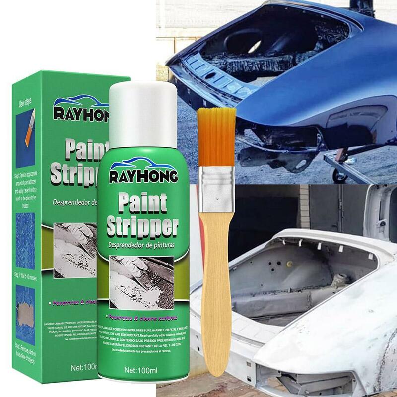 Removedor de pintura de roda de carro com escova, ferramenta de limpeza sem vestígios, raspagem de superfície metálica, cuidado efetivo, 100ml