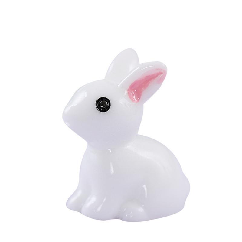 10-50 pezzi Mini coniglietti in resina figure in miniatura 3D piccolo coniglio bianco ornamento Micro paesaggio decorazione casa delle bambole artigianato fai da te