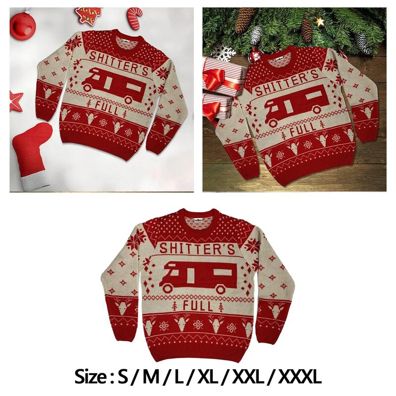 Рождественский свитер, свитшот с круглым вырезом, одежда, новинка, вязаная одежда, теплый пуловер, свитер для женских праздников на зиму