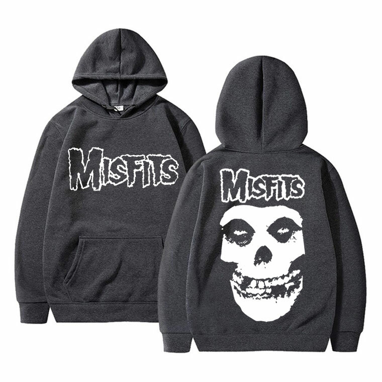 Horror Punk Misfits Skull Graphic Hoodie Male Fashion Hip Hop Rock Oversized Hoodies Men Women Vintage Gothic Hoody Sweatshirt