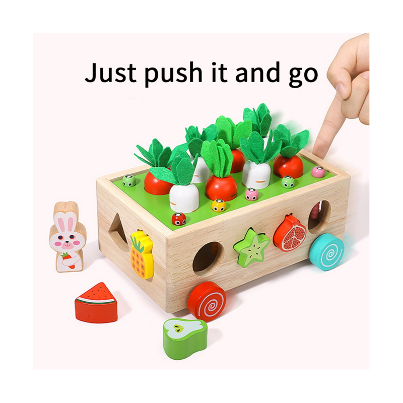 Mainan multifungsi dari 1 2 3 tahun, wortel Plug-in permainan hadiah mainan kayu permainan penyortiran Puzzle kayu wortel Harvest