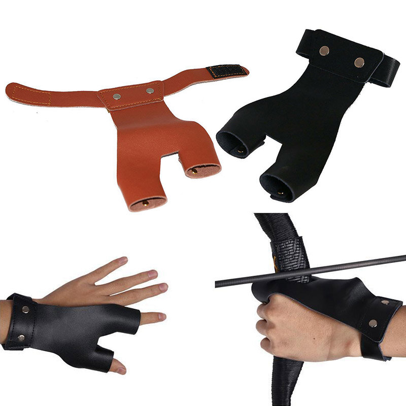 Ajustável Archery Luva para Mão Esquerda e Direita, Cow Leather Guard, Archery Acessório, Finger Tab Acessório, 16,5*9,5*0,8 centímetros