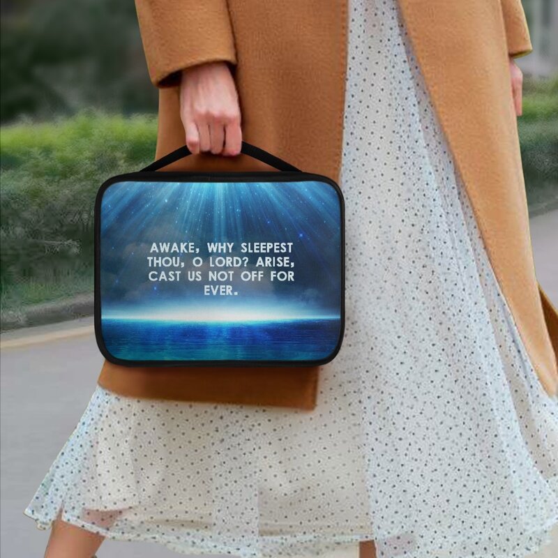 별이 빛나는 하늘 호수 물 절묘한 패션 맞춤형 지퍼 핸드백, 기독교 성서 경전 실용적인 포켓 보관 가방