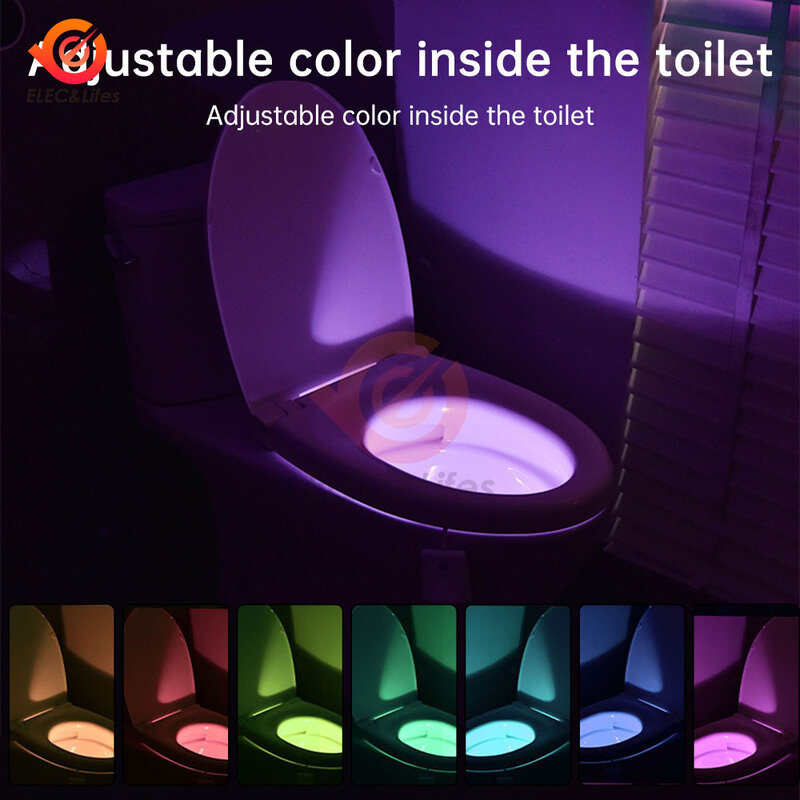 Veilleuses de cuvette de toilette à activation par le mouvement, veilleuse LED, lampe de nuit intelligente, décoration proxy, 7 documents