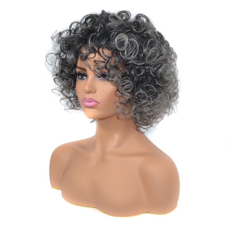 Perucas curtas encaracoladas para mulheres negras, peruca afroxada, peruca sintética fofa, peruca loira macia, resistente ao calor