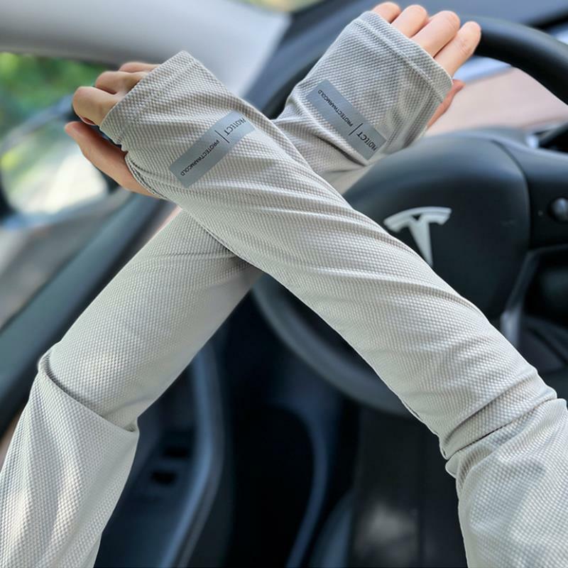 ถุงมือแขนยาว1คู่สำหรับผู้ชายกันแดด, ถุงมือป้องกันรังสียูวีแขนหลวมสำหรับขับรถกลางแจ้งฤดูร้อนญี่ปุ่น