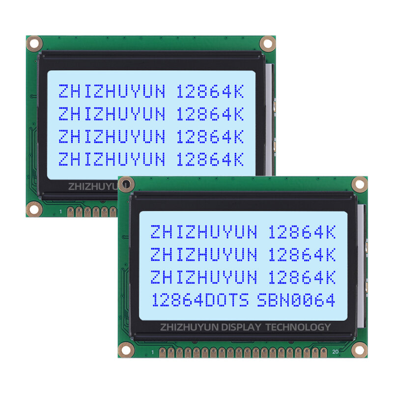 ส่งออกทั่วโลก12864K 20PIN 5V 128X64จุดโมดูล LCD 5V จอสีฟ้า12864K จอแสดงผล LCD พร้อมไฟแบ็กไลท์