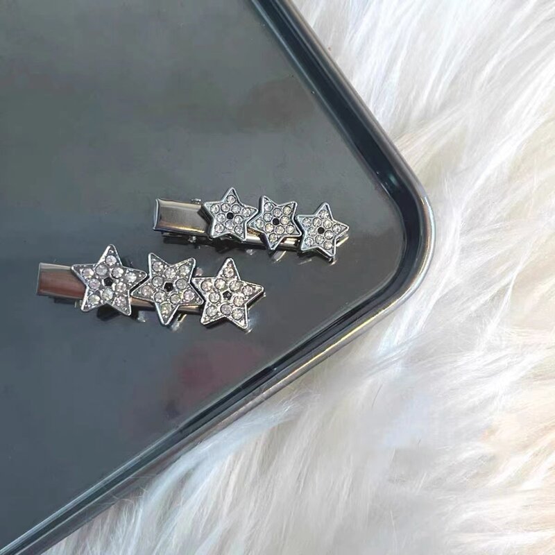 Fashion Crystal Star Rhinestones Hair Clips Popular Five-Pointed Star Duckbill Hairpin Women Sweet Hair Accessories Jewelry Gift