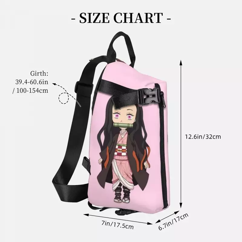 Nezuko-Bolsos de hombro de Anime Demon Slayer, bolso de pecho de Kimetsu No Yaiba, diseño de viaje, bolso de cabestrillo, bolsos pequeños para teléfono estético