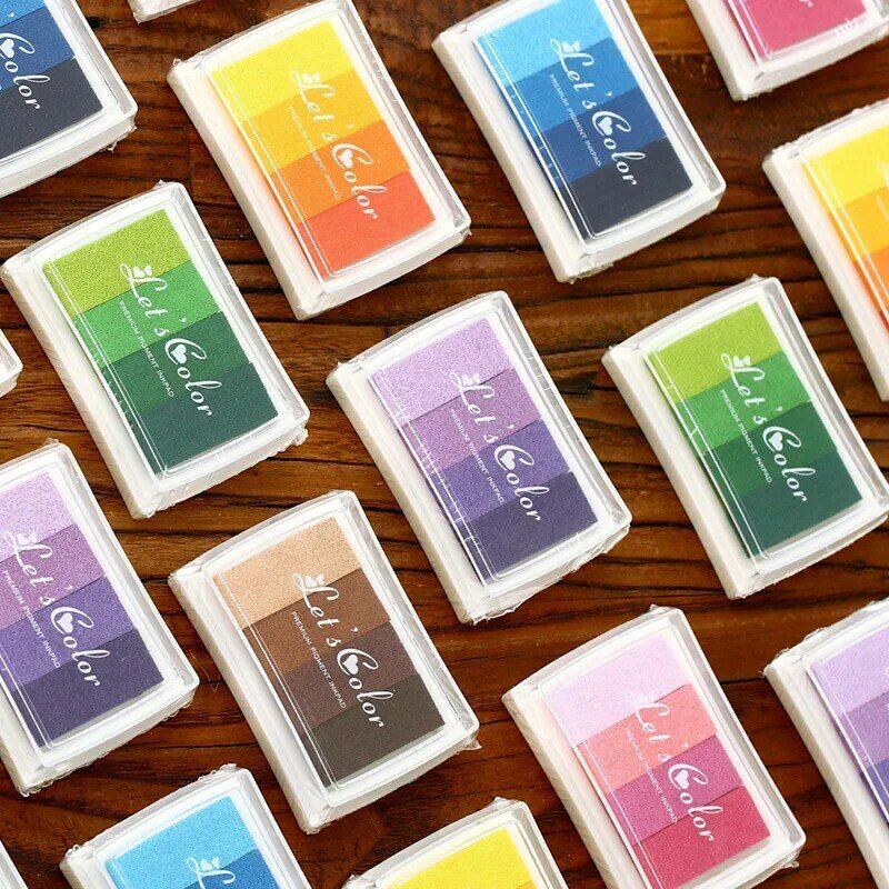 Kolorowe Rainbow Multicolor odcisk atramentowy Planner Journal znaczki akcesoria dostaw sztuki własny atrament znaczek Inkpad szkoła papiernicze