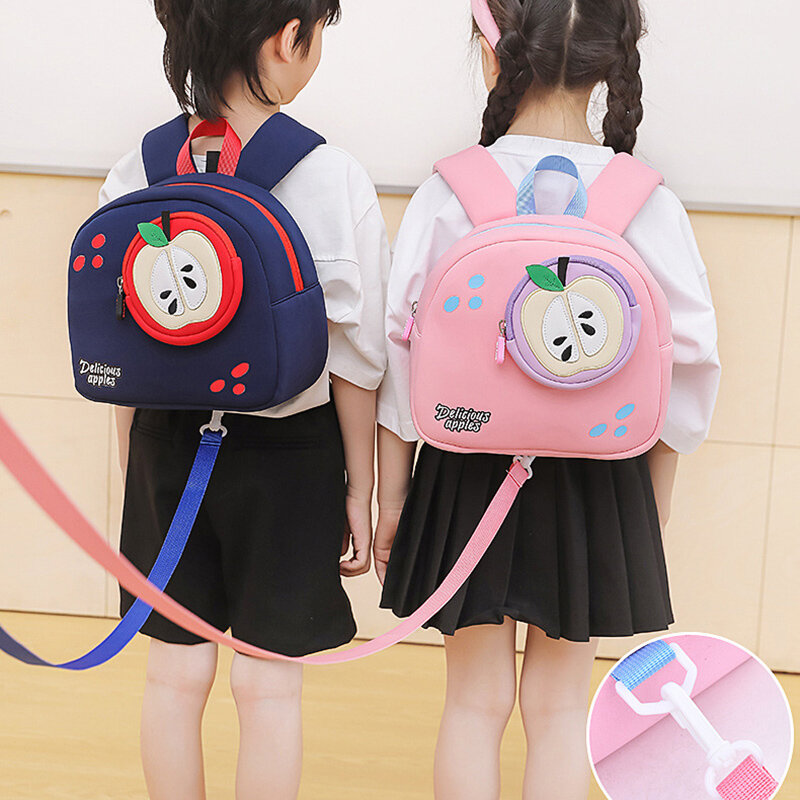 Desenhos animados Apple School Bags, Kindergarten Kawaii Mochila para Meninas e Meninos, Mochilas Infantis, Toddler Children Bag