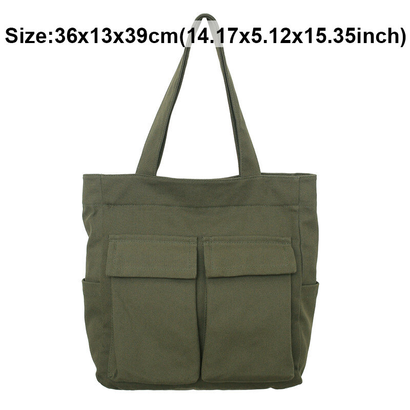 Large Capacity Women School Shoulder Bags Female Designer Handbag Unisex Solid Color Casual Canvas Shoulder Bags Woman Big Tote